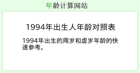 1994年出生|在线年龄计算器，周岁、虚岁计算工具